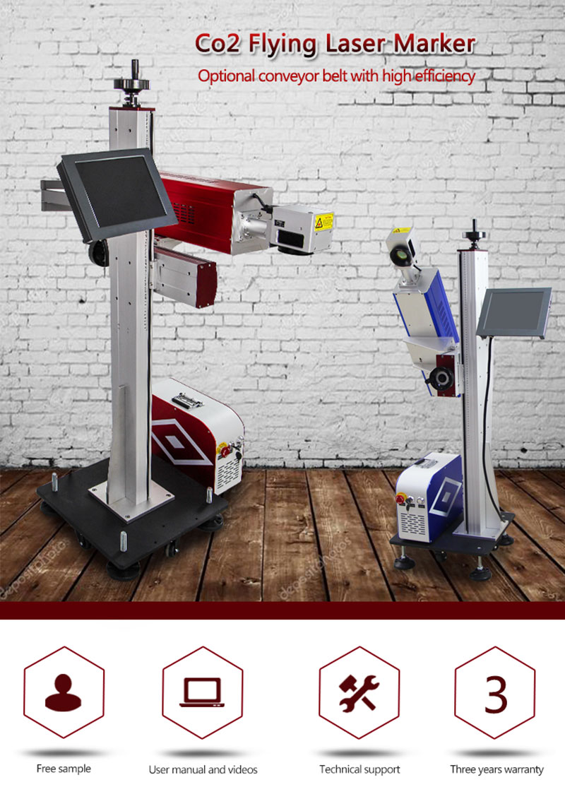 10w/30w/50w Laser Marking Machine Co2 Fly Marker on Pvc Plastic Pipe