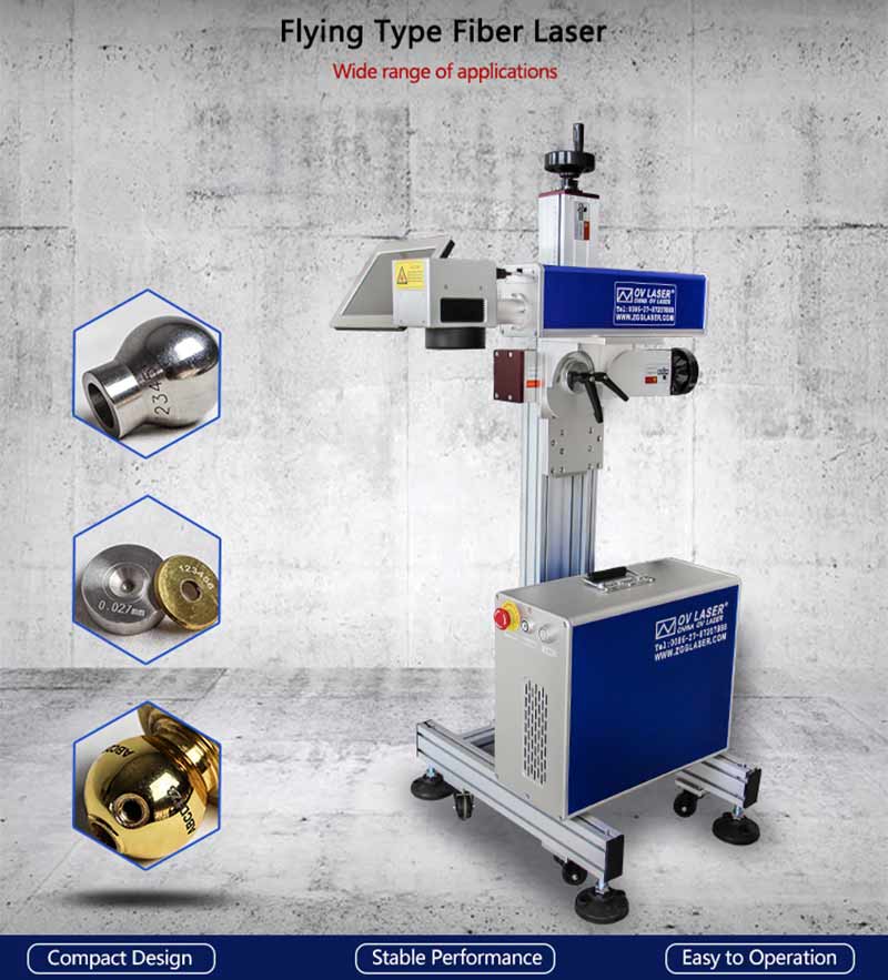 Raycus 30w 50w flying fiber laser marking machine for wire with belt Raycus 30w 50w flying fiber laser marking machine for wire with belt