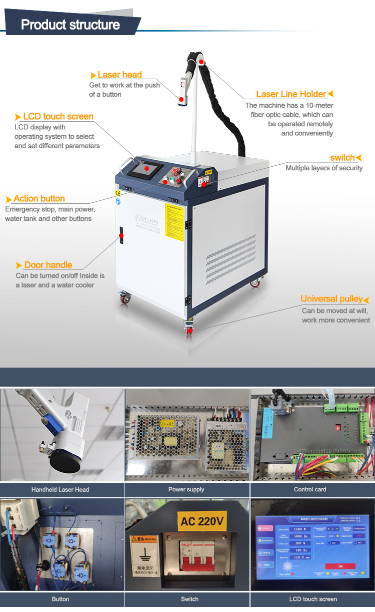 1500W laser derusting machine continuous handheld continuous laser derusting machine for rust remove