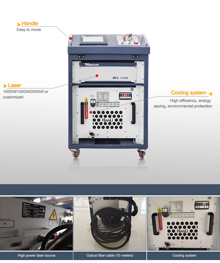 1500W laser derusting machine continuous handheld continuous laser derusting machine for rust remove