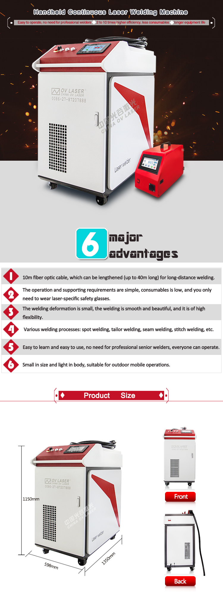 Portable Manual 1500W Handheld Continuous Fiber Laser Welding Machine 1.5KW 2KW Copper Brass Handheld Laser Welder price