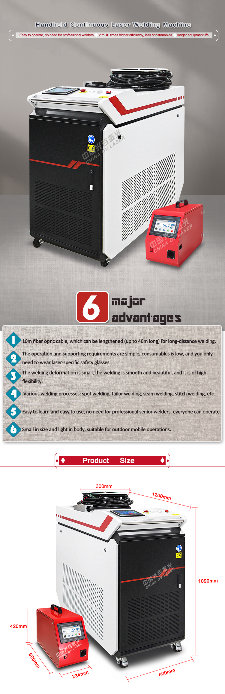 Handheld 1000W 1500W 2000W fiber laser welding machine welding metal materials continuous welding machine portable
