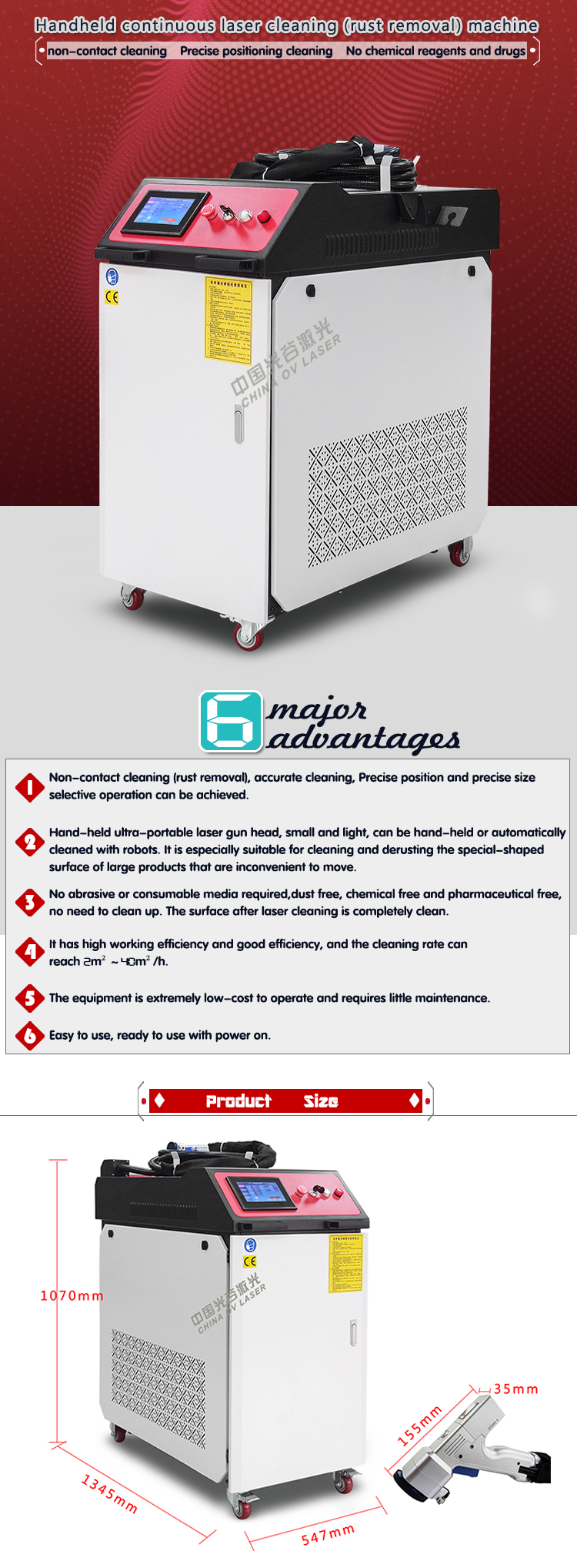 1000w 1500w 2000w Portable continuous fiber laser derusting machine for metal molds 1000w 1500w 2000w Portable continuous fiber laser derusting machine for metal molds