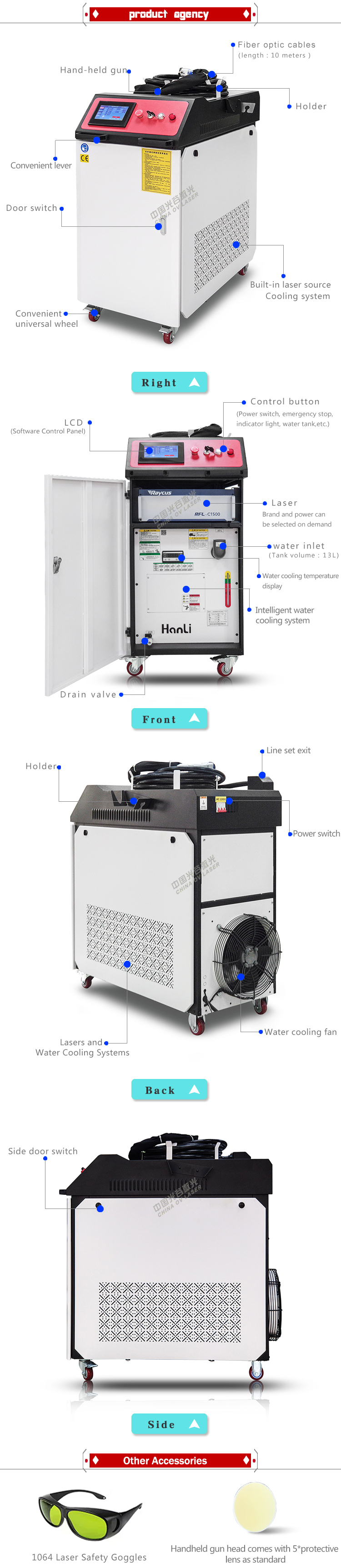 1000w 1500w 2000w Portable continuous fiber laser derusting machine for metal molds 1000w 1500w 2000w Portable continuous fiber laser derusting machine for metal molds