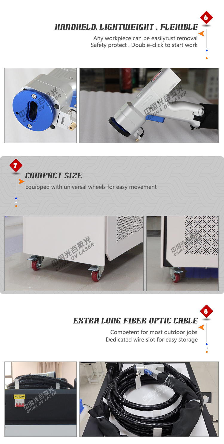 1000w 1500w 2000w Portable continuous fiber laser derusting machine for metal molds 1000w 1500w 2000w Portable continuous fiber laser derusting machine for metal molds