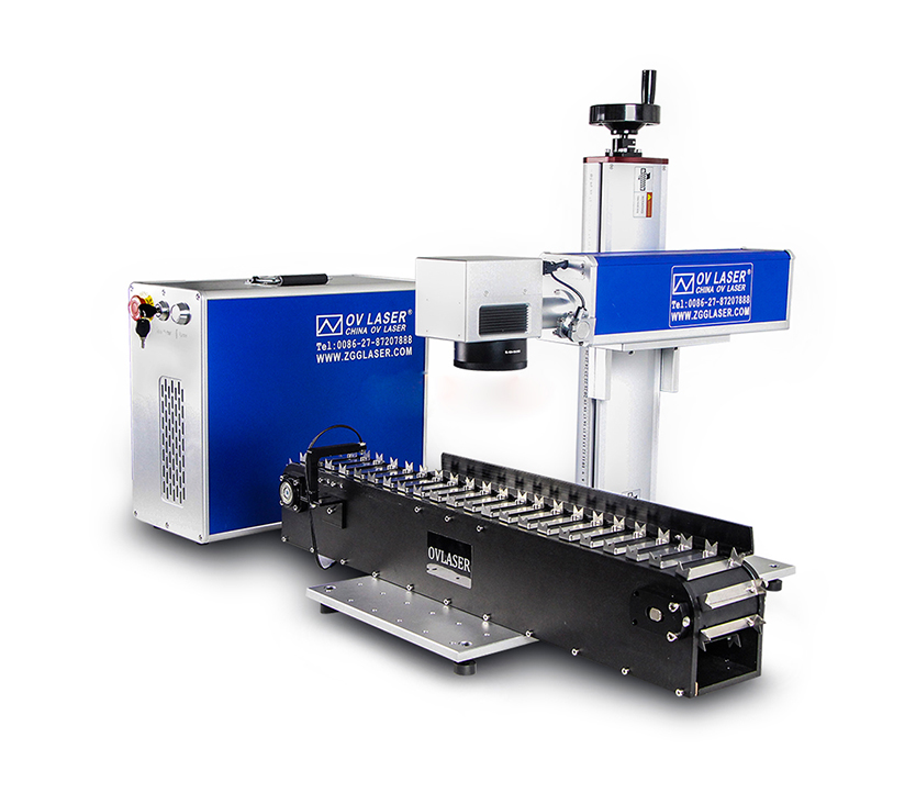 20w 50w Fiber laser marking machine for steel pen  with customized pen conveyor belt